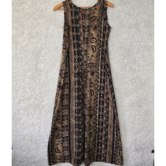 Braemar Jeremy Scott Women Maxi Dress Size 8 Tie Back Aztec Print Summer Vintage - Picture 7 of 15